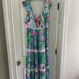 NWT Lilly Pulitzer Ivie Maxi Dress in Multi Kitten Around - Size 4